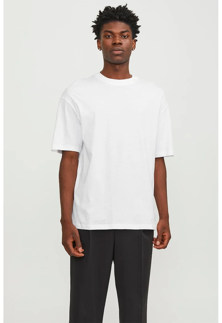 Tricou uni cu decolteu la baza gatului, Alb