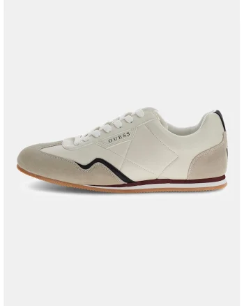 Pantofi sport low-cut cu garnituri din piele intoarsa, Maro taupe/Crem