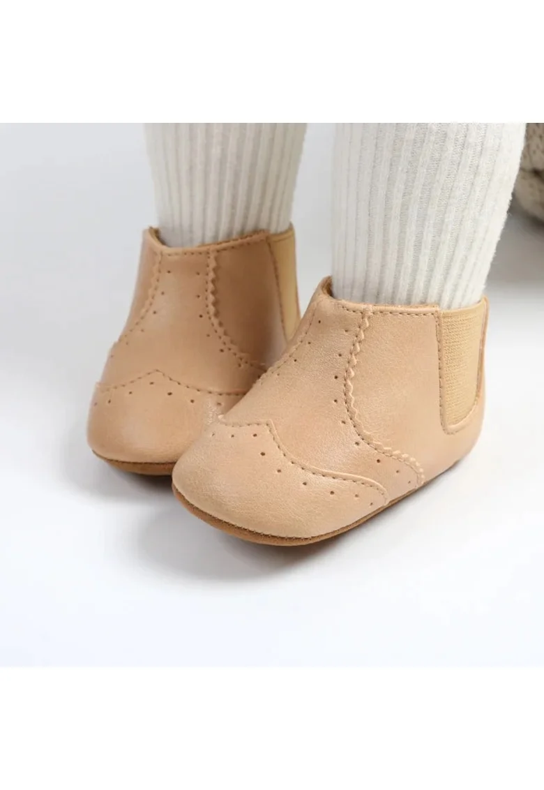 Cizmulite scurte Simply, pentru bebelusi, SuperBaby, Model AL 39714, Piele ecologica, 12-18 luni, Unisex, Crem,
