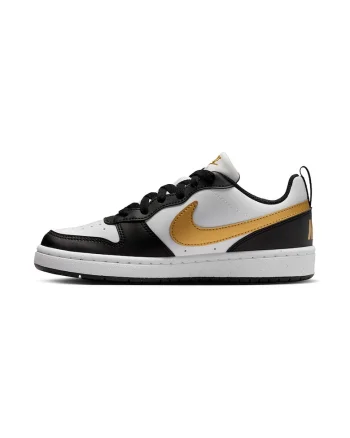 Pantofi sport din piele ecologica Court Borough, Alb/Negru/Maro deschis