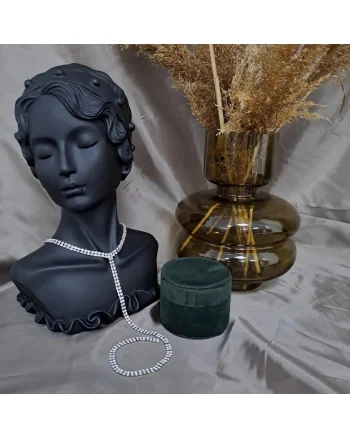 Colier choker, argintiu, cu pietre, Diana C14,