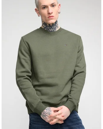 Bluza de trening cu decolteu la baza gatului si logo discret, Verde