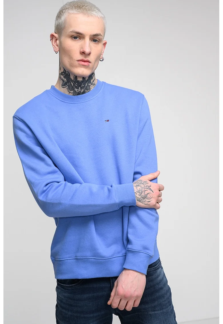 Bluza de trening cu decolteu la baza gatului si logo discret, Lila