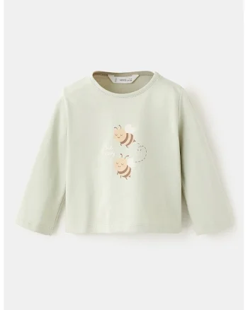 Bluza din bumbac cu capse pe umar, Verde pal