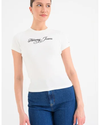 Tricou slim fit cu logo, Alb