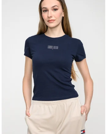 Tricou slim fit cu decolteu la baza gatului, Albastru ultramarin