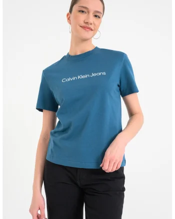 Tricou de bumbac cu logo, Albastru petrol