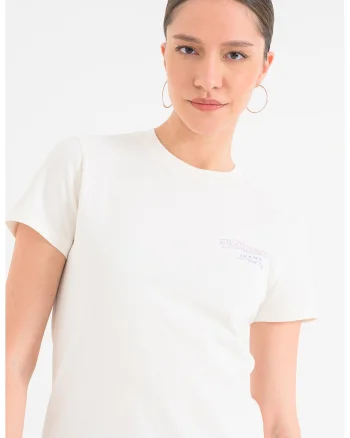 Tricou cu imprimeu pe spate, Crem