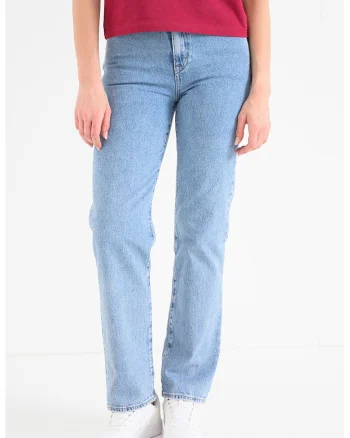Blugi drepti slim fit Kira, Albastru deschis melange