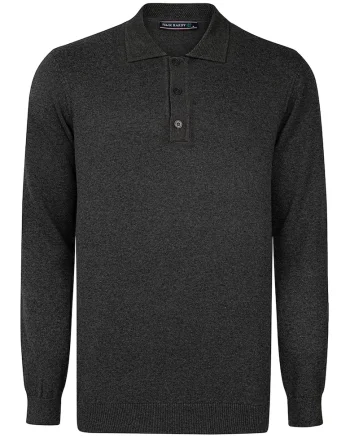 Pulover polo de bumbac, Gri antracit