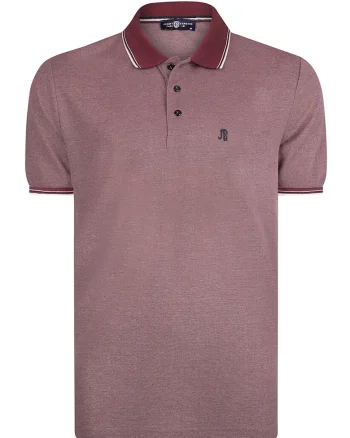 Tricou cu model uni si guler polo, Rosu stins