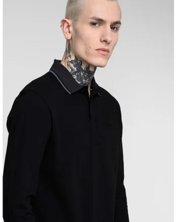 Bluza cu guler polo League Plisy, Negru