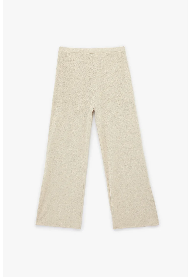 Pantaloni cu croiala ampla si talie elastica, Bej deschis