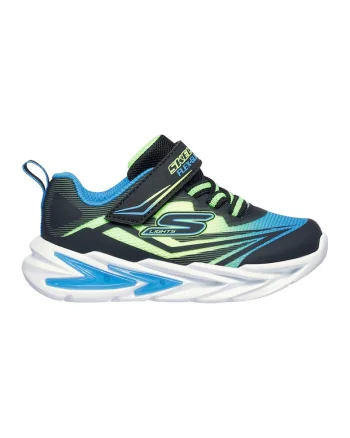 Pantofi sport de piele ecologica cu model grafic, Negru/Verde lime/Albastru