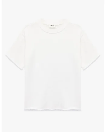 Tricou uni cu decolteu la baza gatului, Alb