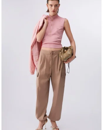 Pantaloni cargo de trening relaxed fit, Bej