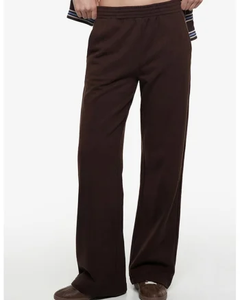 Pantaloni relaxed fit din amestec de bumbac, Maro inchis