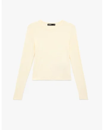 Bluza cu decolteu rotund, Alb fildes