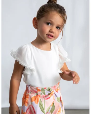 Bluza cu maneci tip fluture, Alb