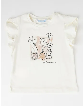 Tricou de bumbac cu imprimeu grafic, Alb/Bej