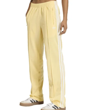 Pantaloni de trening cu talie medie si terminatii cu fermoar, Alb/Galben