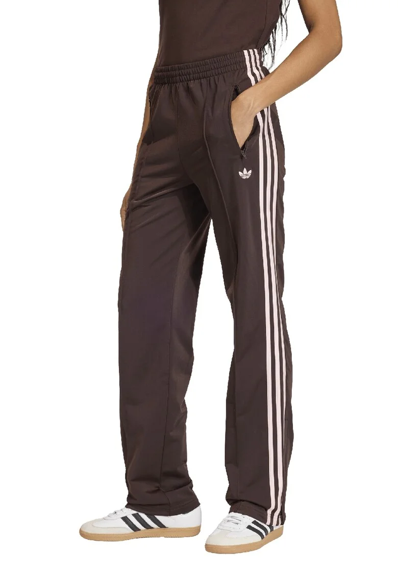 Pantaloni de trening cu talie medie si terminatii cu fermoar, Maro inchis/Roz deschis