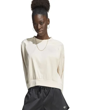 Bluza de trening cu croiala lejera cu maneci raglan, Crem