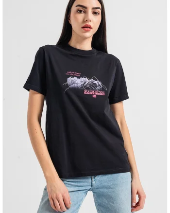 Tricou din bumbac cu imprimeu grafic, Negru/Lila