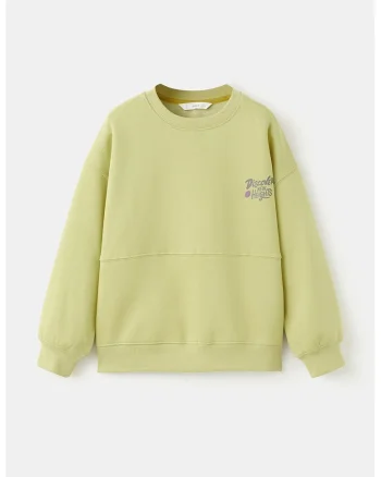 Bluza de trening lejera cu model uni, Verde lime