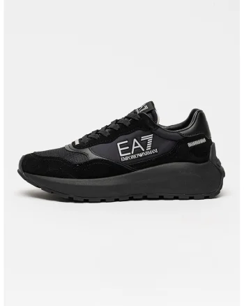 Pantofi sport unisex cu insertii din piele intoarsa, Negru