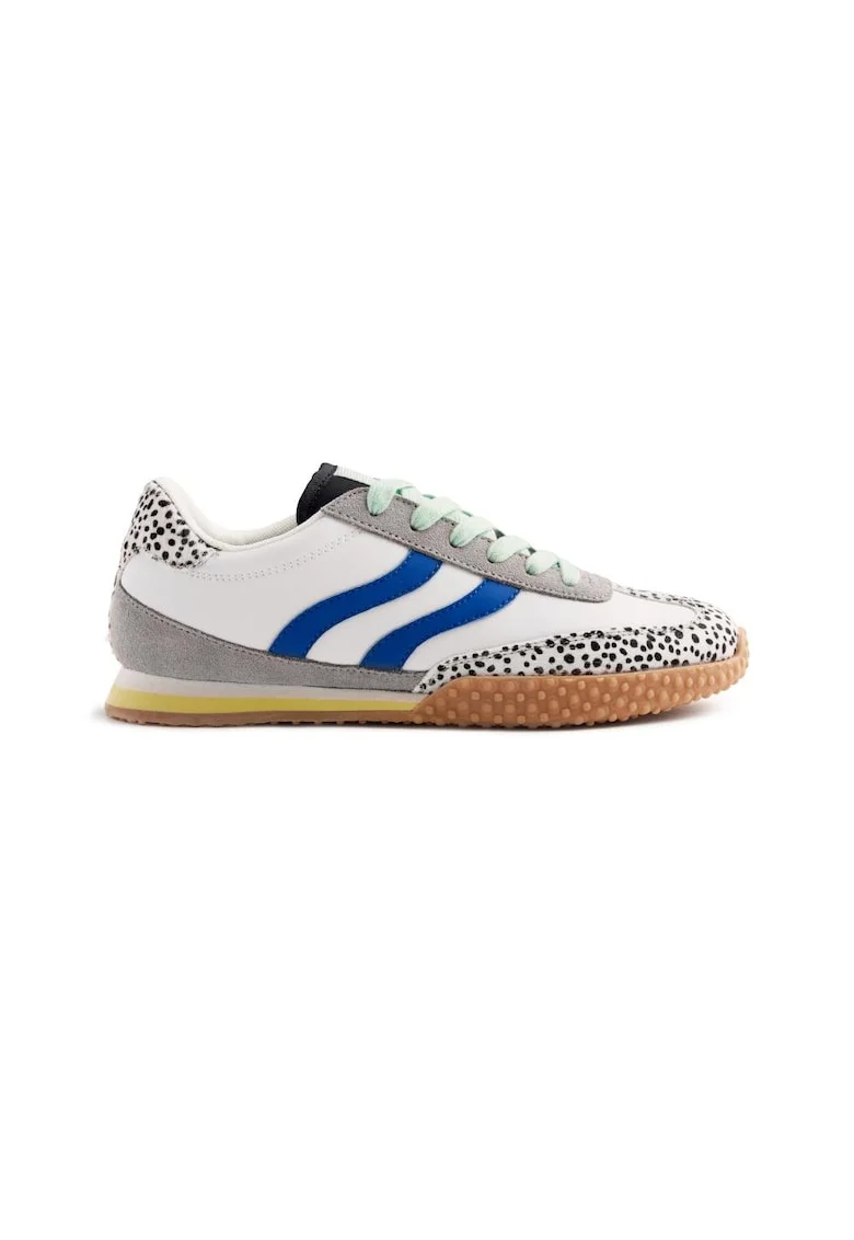 Pantofi sport din piele cu detalii cu model animal print Bislig, Alb