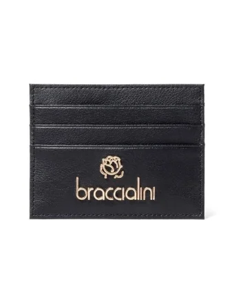 Portcart de piele cu logo 209847, Negru, 8.5x11x1