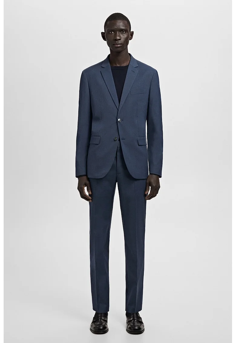Pantaloni superslim fit in carouri cu pliuri, Albastru prafuit