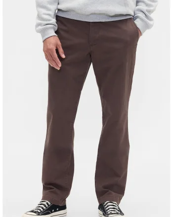 Pantaloni chino cu croiala dreapta, Maro inchis