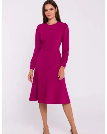 Rochie cu maneci lungi si curea in talie,