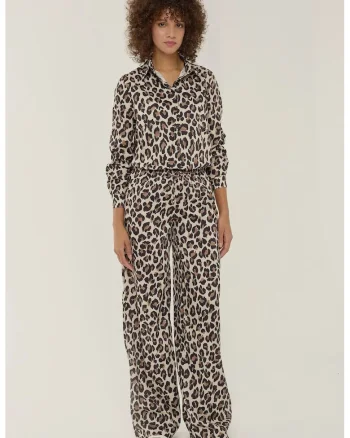Pantaloni cu animal print cu talie medie