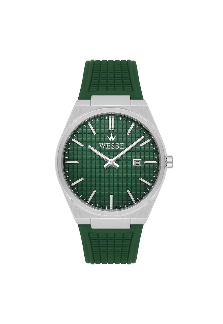 Ceas barbatesc  WWG210208, 45mm, curea silicon verde, carcasa metalica argintie, 3ATM, Verde