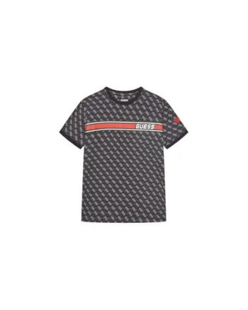 Tricou din amestec de bumbac cu banda cu logo pe piept si imprimeu-logo, Negru