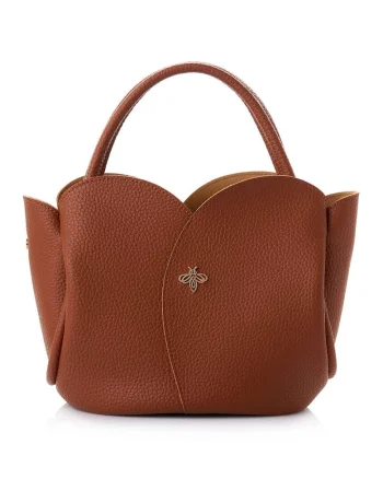 Geanta cu aspect granulat, Maro scortisoara, 21 x 29 x 15 CM