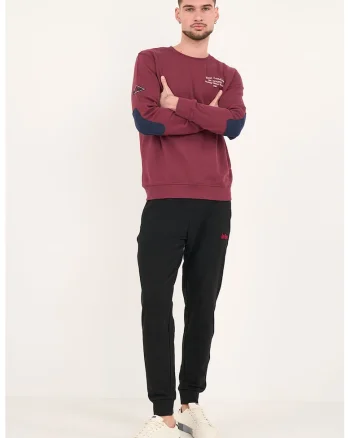 Pantaloni sport regular fit cu buzunare cu fermoar, Negru