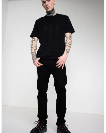 Tricou relaxed fit cu imprimeu logo frontal Iconic, Negru