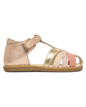 Sandale copii,  roz, piele naturala, sistem inchidere Velcro,