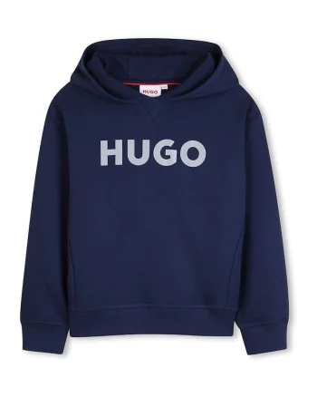 Hanorac din amestec de bumbac cu imprimeu logo, Albastru ultramarin