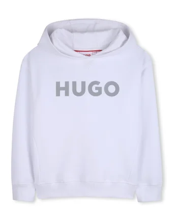 Hanorac din amestec de bumbac cu imprimeu logo, Alb optic