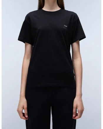 Tricou de bumbac cu decolteu la baza gatului Nina, Negru