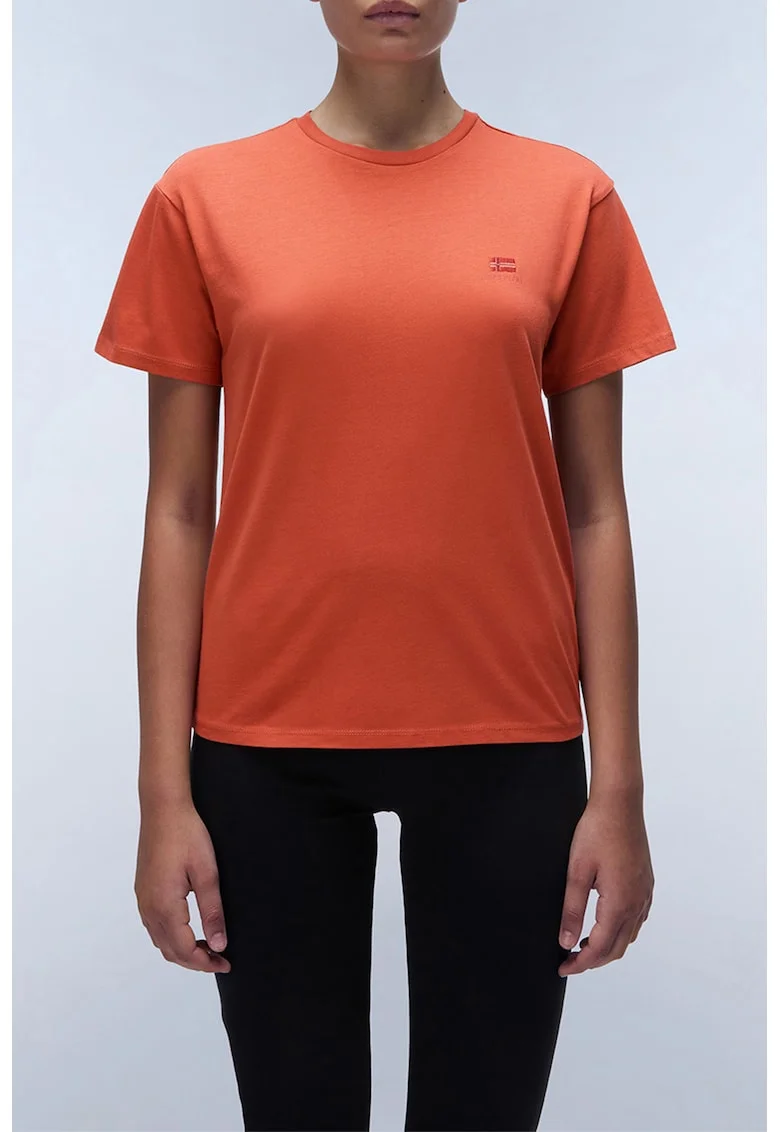 Tricou de bumbac cu decolteu la baza gatului Nina, Rosu