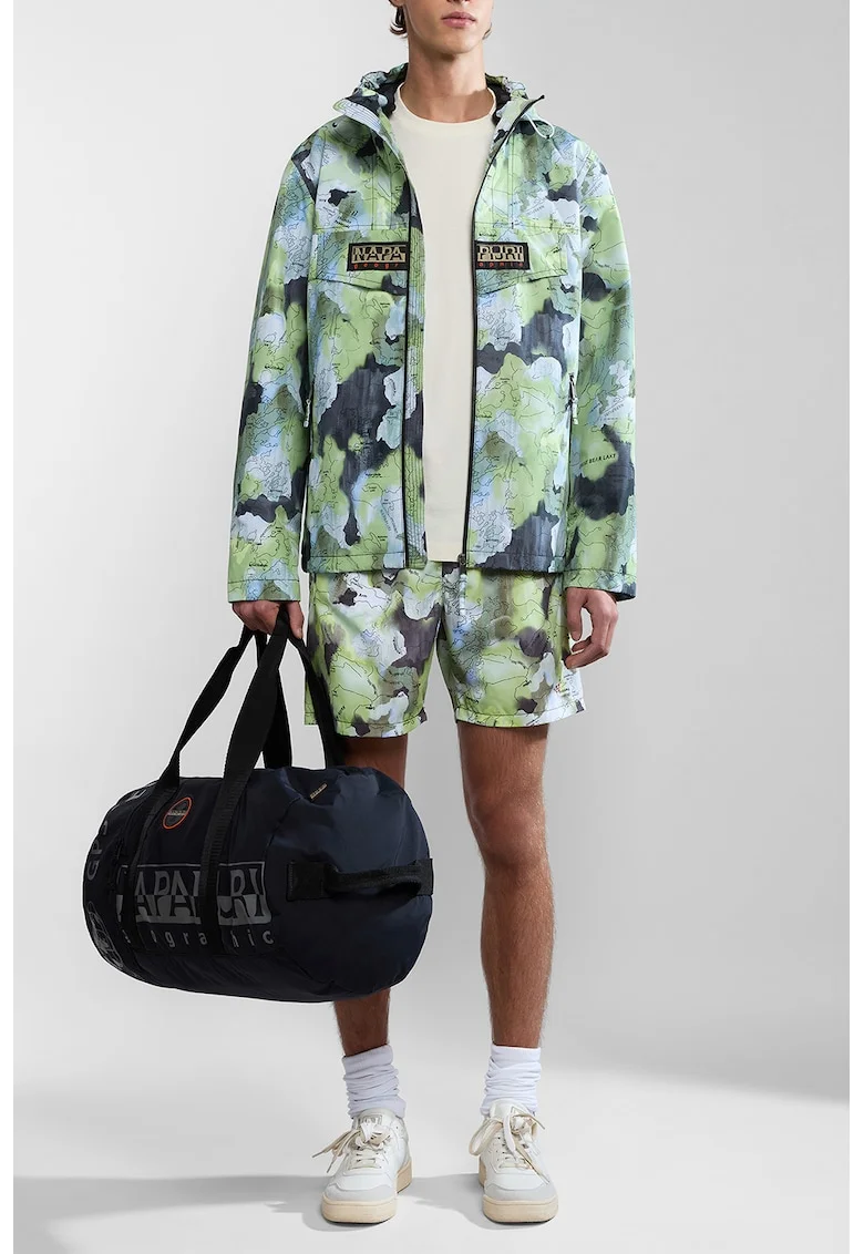 Pantaloni scurti de baie cu snur in talie V-Inuvik, Gri inchis/Verde fistic