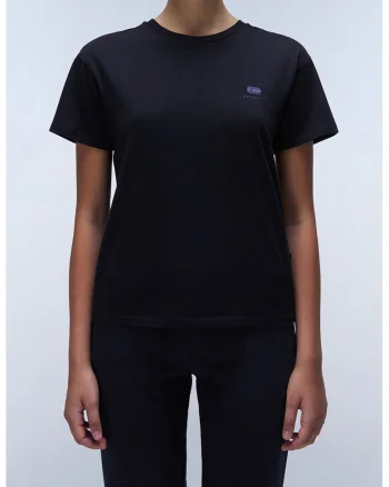 Tricou de bumbac cu decolteu la baza gatului Nina, Bleumarin