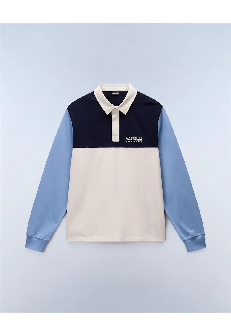 Bluza cu guler polo Mont Jersey, Alb murdar/Albastru deschis/Bleumarin
