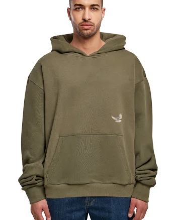 Hanorac unisex supradimensionat cu imprimeu, Portocaliu/Verde masliniu